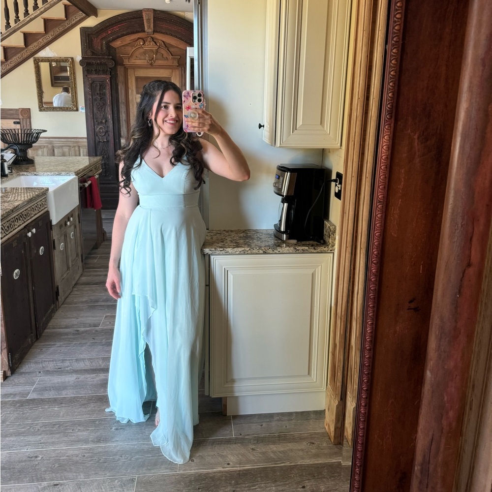 Azazie Collette Sea Glass A-Line Chiffon Dress